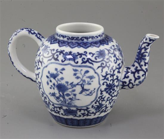 A Chinese blue and white ovoid wine pot, Daoguang six character mark and possibly of the period, height 12.8cm